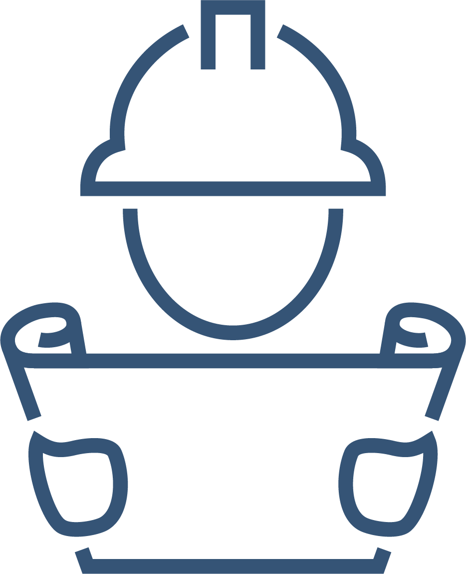 Icon of a worker wearing a hard hat for Quality Testing Services.