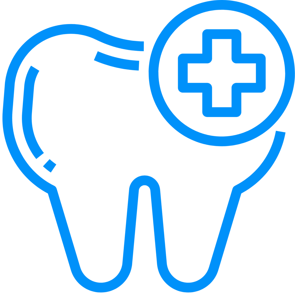 Blue dental health icon featuring a tooth with a positive health symbol relevant to Civil Engineering Careers.