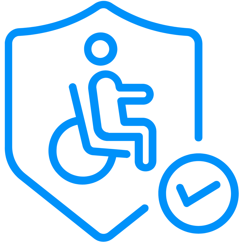 Blue and white accessible parking permit icon, a crucial element in civil engineering careers, indicating a designated parking space for individuals with disabilities.